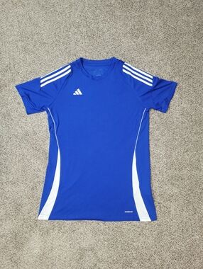 Adidas Womens Large Extra Tall Tiro 24 Soccer Futbol Blue White Jersey IS1026